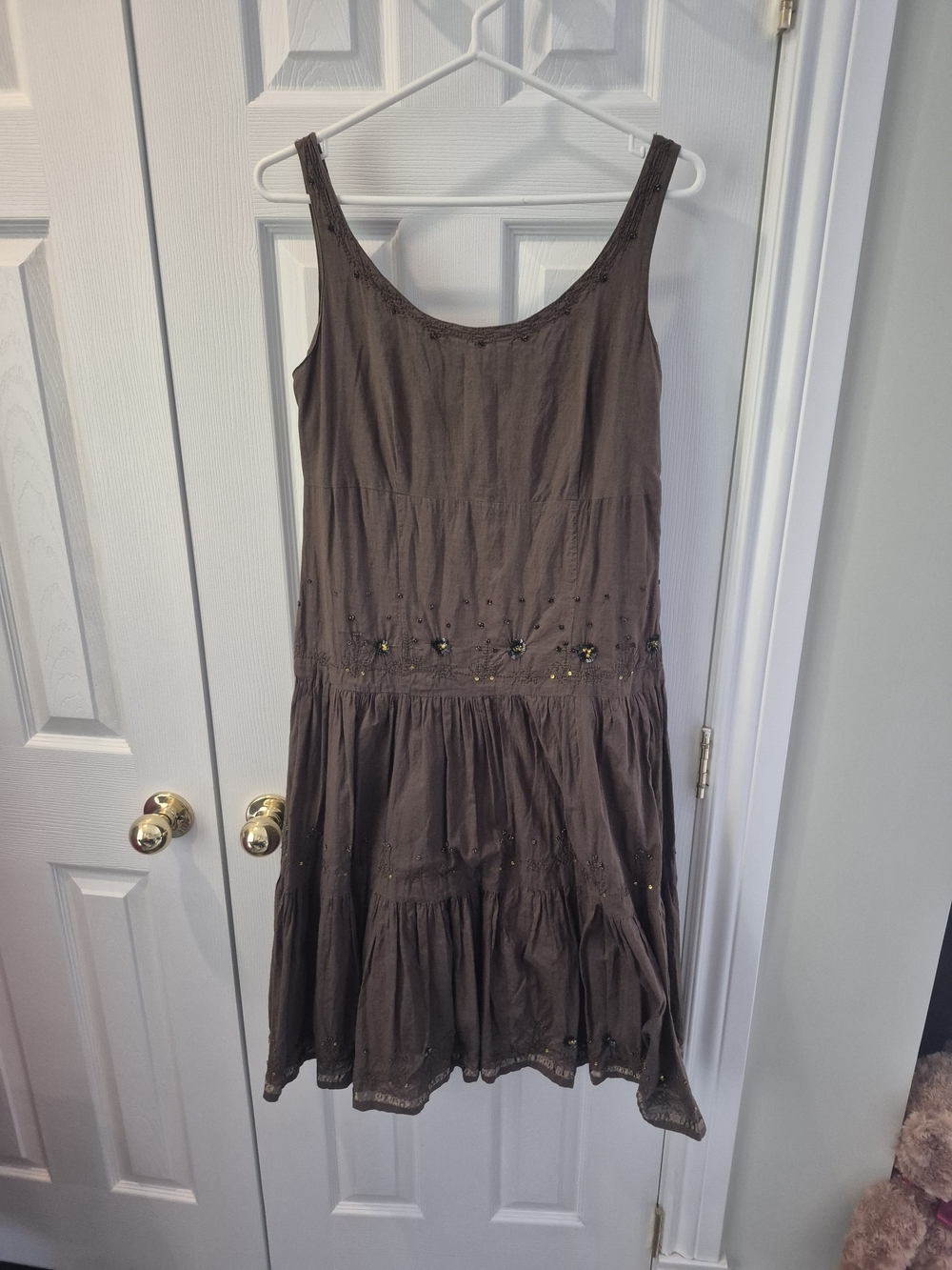 Vintage Brown Embroidered Boho Prairie Dress 18ptp - Picture 2 of 7